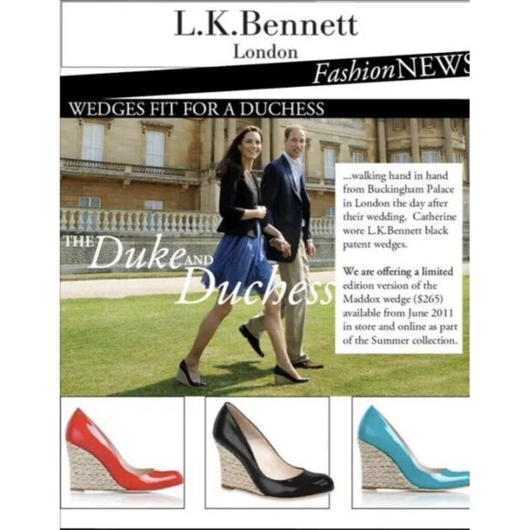 L.K. Bennett Maddox 4” Wedge Heels Black Patten Leather Jute Trim Heels Duchess - Picture 2 of 8